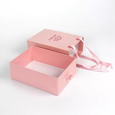 China Custom Luxury Jewelry Drawer Style Ribbon Cardboard Sliding Gift Box for sale