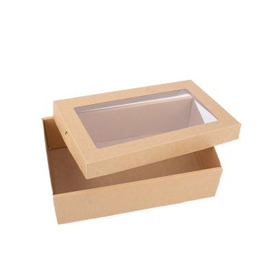 China Wedding Party Baking Food Kraft Paper Packaging Box With Window Cover for sale