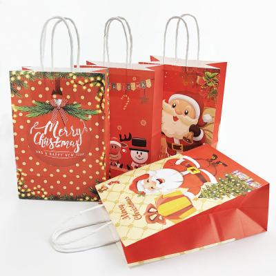 China Christmas Kraft Custom Brown Paper Bags Offset Printing for sale