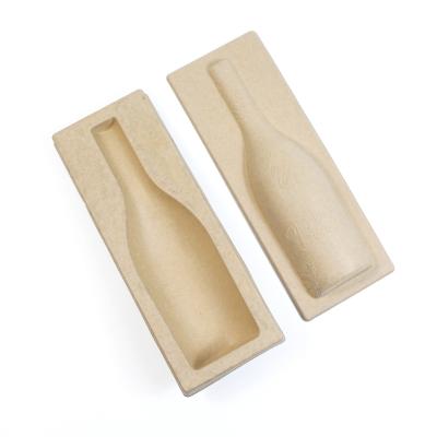 中国 Biodegradable Paper Molded Pulp Packaging Tray With Lid For Fruit Juice Whisky Wine Bottle 販売のため