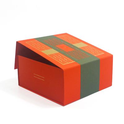 China Custom Luxury Orange Paper Magnet Suger Product Folding Magnetic Gift Box For Packaging à venda