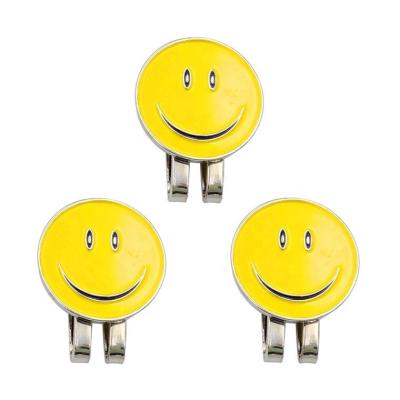 China Promotional Gifts Golf Ball Marker With Magnetic Clip Mark Pattern Smiling Face Cap Fasteners Easily For Golfing Premium Cap Gifts for sale