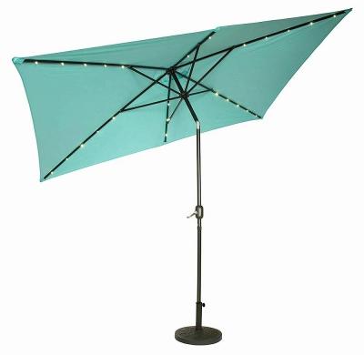 China Modern Led Lightweight Aluminum Canopy Waterproof 10' X 6.5' Teal Outdoor Rectangular Patio Umbrella for sale