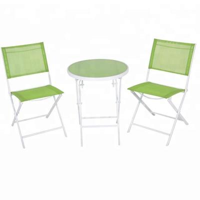 China Eco-freindly 3PCS Aluminum Folding Garden Furniture Chair And Table Set for sale