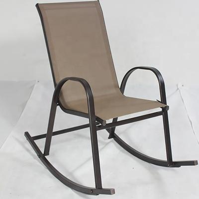 China Eco-Friendly Outdoor Patio Stackable Rocker Chair In Brown Steel Frame for sale