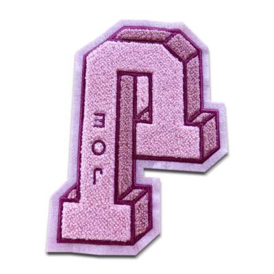 China Sustainable Custom Heat Transfer Embroidery Sew On 3D Chenille Alphabet Patches Iron On Patches For Clothes for sale