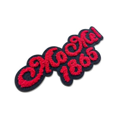 China Sustainable Custom Woven Hats Patches Chenille Letter Iron On Designer Embroidered Patches For Clothes for sale