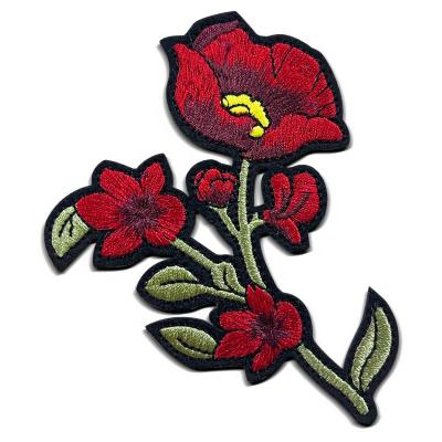 China Sustainable Heat Transfer Patches Embroidery Design Glitter Applique 3D Flower Embroidery Iron Patch for sale