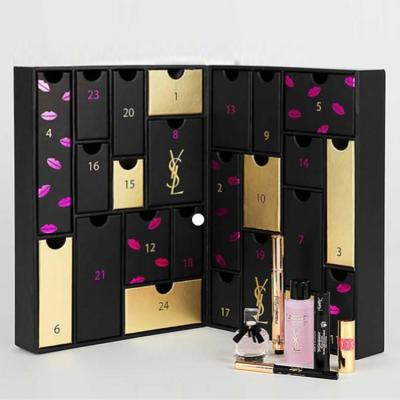 China Handmade Hot Selling Cosmetics Calendar Packaging Gift Box Custom Logo Premium Paper Box With Ribbon Handmade Rigid Box Making for sale