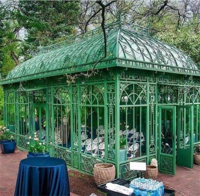 China Easy For Installation Wrought Iron Green Color Garden House for sale