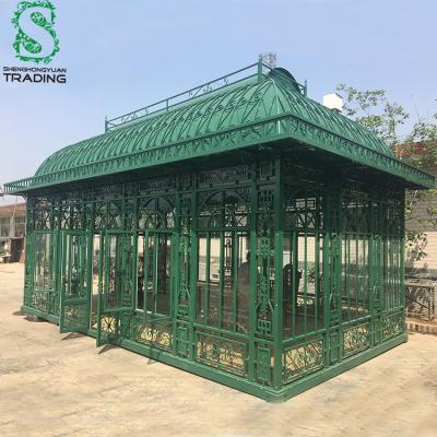 China Easy Assemble Steel Glass Gazebo Steel Structure Garden House Living Room for sale