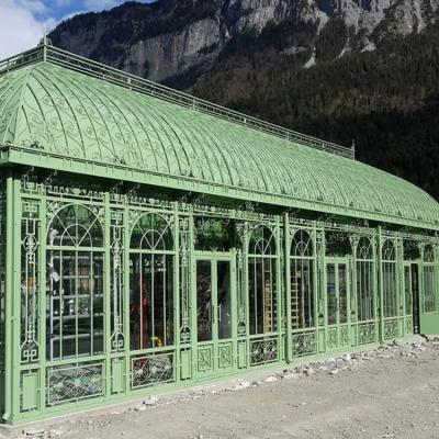 China Home decoration; Outdoor Large Garden Decoration Gazebo Wrought Iron Glass Gazebo for sale