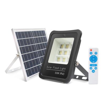 China Super Bright 50w Solar Garden Flood Light With IP66 Solar Panel With Remote for sale