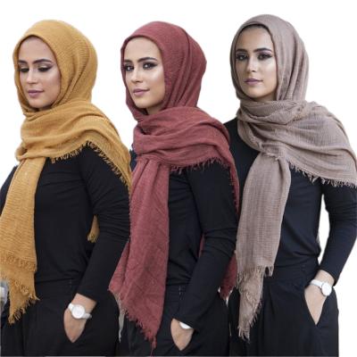 China Cotton Solid Color Creap Muslim Turkish Hijab Scarf for sale