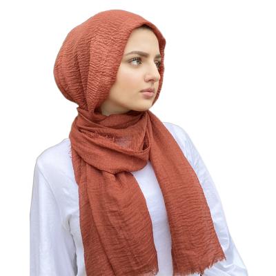 China Soft Simple Cotton Fashion Pleat Cotton Hijab Scarf Women for sale