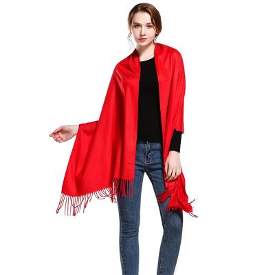 China Fashion Pashmina Cashmere Shawl Plain Trendy Colors For Women for sale