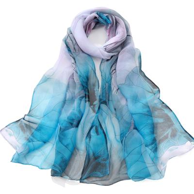 China Summer Silk Girls Chiffon Georgette Shawl Floral Print Scarf for sale