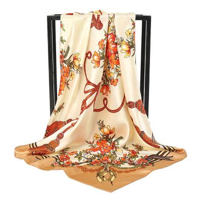 China Wholesale Square Satin Silk Scarf 90x90cm Silk Hijab 90x90cm Printed Headscarf for sale