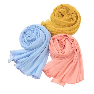 China New Design Chiffon Pleat Hijab Fashionable Glitter Silky Yarn Scarf For Women for sale