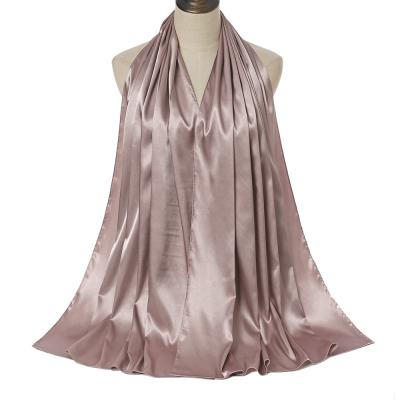 China Fashionable Solid Color Long Satin High Quality Satin Ladies Scarves Silk Shawls for sale