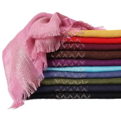 China New Fashion Gold Yarn Plain Trendy Cotton Squishy Pashmina Shawl for sale