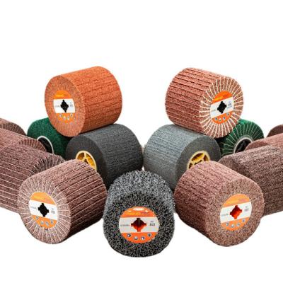 China Finishing 60 Grit Non-Woven Buffing Abrasive Flap Wheel Wire Drawing Polishing Burnishing Wheel Drum Wheel Finishing and Polishing for sale