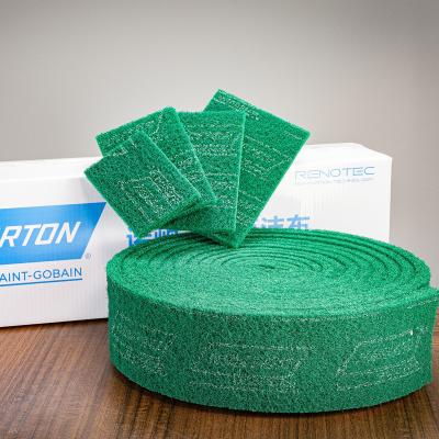 China Sustainable Factory Wholesale Norton 698S Heavy Duty Green Scouring Pad In Rolls For Household And Industrial Use for sale