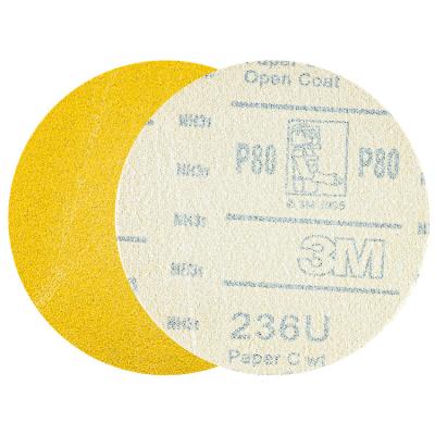 China Polishing & Grinding 5 inch 236u Aluminum Oxide Dry Sanding paper  Gold Yellow Hook And Loop Sanding Discs For Metal Polishing Grinding Wheels for sale