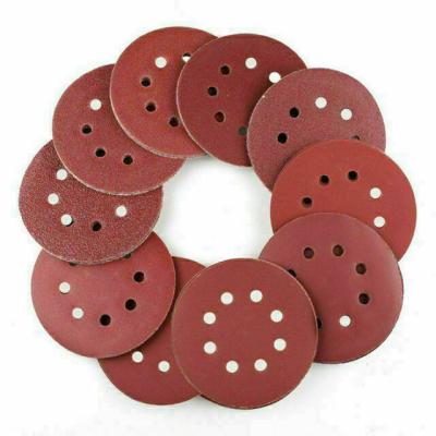 China Brown corundum abrasive 150mm 0 Holes Multi-holes  Hook And Loop Sanding Disc Round Sandpaper For Car Polishing And Wood for sale