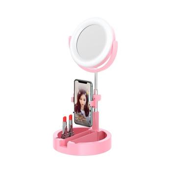 China New Design PORTABLE New Design Multifunctional Adjustable Height Makeup Lamp Light Mobile Phone Live Video Stick Makeup Mirror for sale