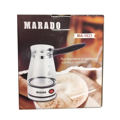 China 360 Degree Base Electric Coffee Maker Marado Sale Turkish Coffee Glass Pot Small Kettle Rotating Mocha Hot Pot for sale