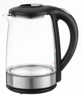 China 2021 New Product 1500w 2L Rotating 360 Degree Base Dismountable Stainless Steel And Cordless Electric Glass Kettle for sale