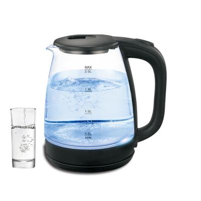 China 360 Degree Rotation Base 2.0L Electric Glass Kettle With Blue Led Light Boiling Water Kettle SKD With CE Certificate for sale