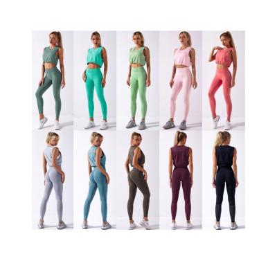 China Breathable High Waist Butt Lift Yoga Pant Set Seamless Women Yoga Suit Sport Wear for sale