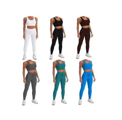 China Breathable Women's High Waist Sports Fitness Equipment Set Workout Yoga Suit Yoga Suit Wholesale for sale