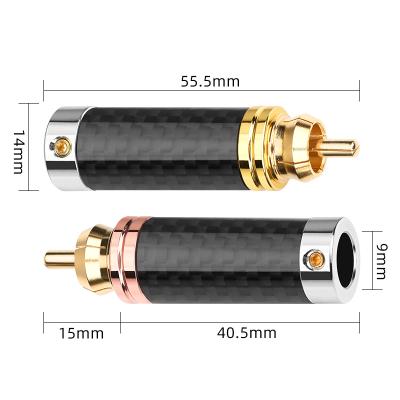 China Pure Copper Gold Plated Guaranteed Quality Appropriate Price Black Pure Copper Gold Plated Black Carbon Fiber Rca Plugs for sale