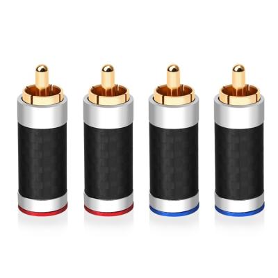 China Professional Cheap Black Pure Copper Gold Plated Rca Plugs Carbon Fiber Manufacture Pure Copper Gold Plated for sale