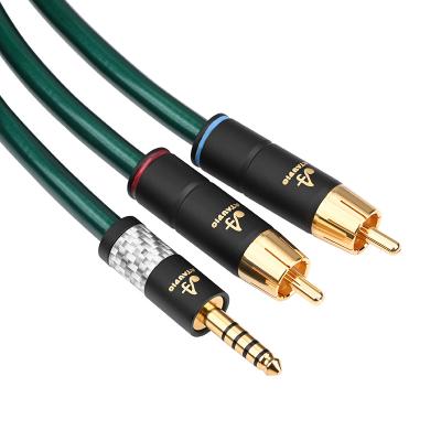 China COMPUTER HIGH FIDELITY 4.4mm to 2RCA OCC High Fidelity Noise Canceling and Anti-Interference 4.4 Balanced One-to-Two to Power Amplifier Audio Cable for sale