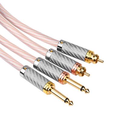 China HIGH FIDELITY Car 6.5TS To RCA Silver Mixed Dual 6.35 OCC Cable To Dual RCA Mixer Connected To Power Amplifier for sale