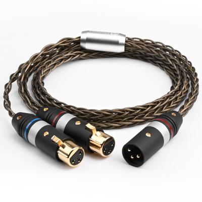 China High Fidelity 2XLR Speaker XLR To Occ Cable Silver XLR Y Splitter XLR Audio High Quality Cable for sale