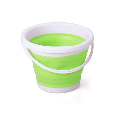 China Sustainable Foldable Bucket 5L Folding Fishing Raise Outdoors Collapsible Silicone Camping Carrier Collapsible Water Bucket for sale