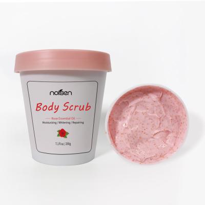 China Private Label Rose Essential Oil Organic Exfoliator Lightening Body Scrub for Face and Body Skin Moisturizing for sale