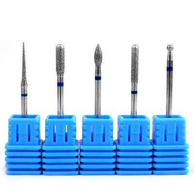 China Nail Salon Nail Salon Foot Callus Cuticle Cutter Drill Bits Needle Shaped Clean Nail File Diamond Nail Drill Bit For Remove Cuticle for sale