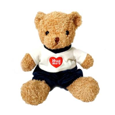 China Wholesale Free Shipping 25cm Sitting Soft Plush Clothes Factory Direct Teddy Bear Promotional Soft Stuffed Doll for sale