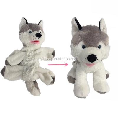 China Gray Husky Plush Animal Skins 25cm Unstuffed Toys for sale