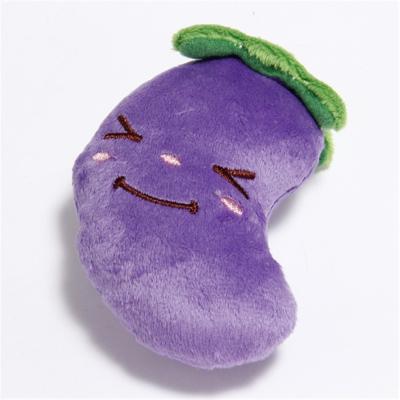 China Promotional Plush Custom Design 10cm Mini Cartoon Design Purple Eggplant Pet Toys With Sound for sale