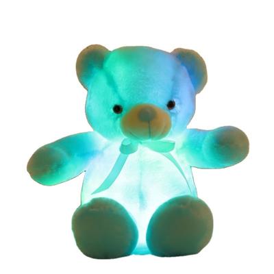 China Stuffed Valentine Appeasing Plush Toy for Children Cozy Blue Bear LED Teddy Bear Stuffed Animal Plush Valentine LED for sale