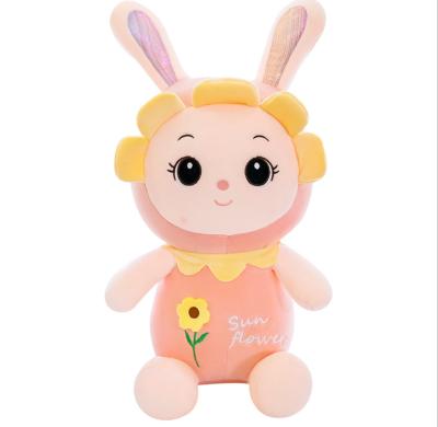 China Cute Sitting Pink Sun Flower Wearing Low MOQ Plush Toy 45/55/75 cm Stuffed Plush Toy Free Shipping Size for sale