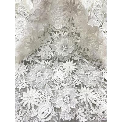 China Viable Three Dimensional Handmade 3D Decals Wedding Flower Tulle 3d Embroidery Lace Fabric for sale