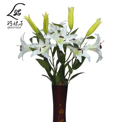 China High End Hot Sale 3 Heads Artificial Easter Lily Flower Home Decoration for sale